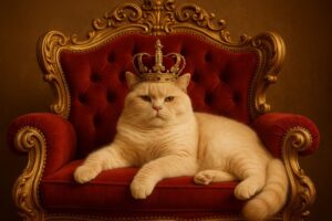 玉座に座る猫