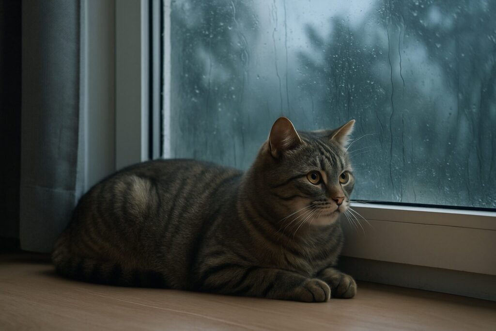 台風の日の猫