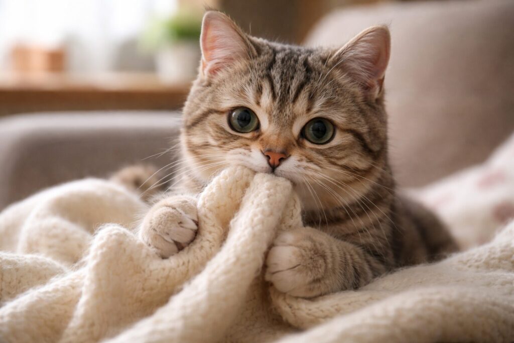 ウールサッキングしてる猫