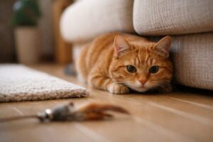 おもちゃを狙う猫
