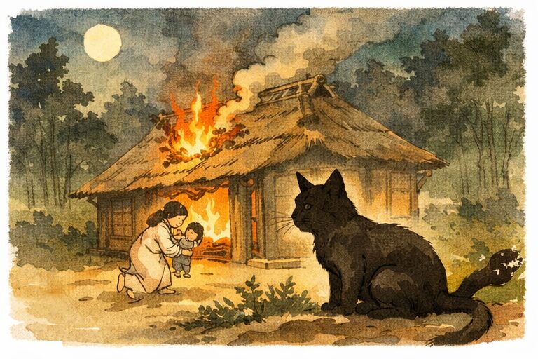 昔話で火事を知らせる猫
