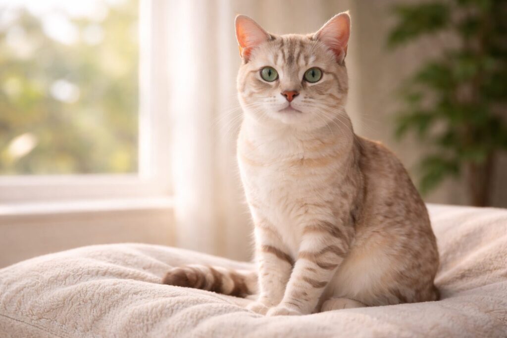 いい子にお座りしているオーストラリアンミスト