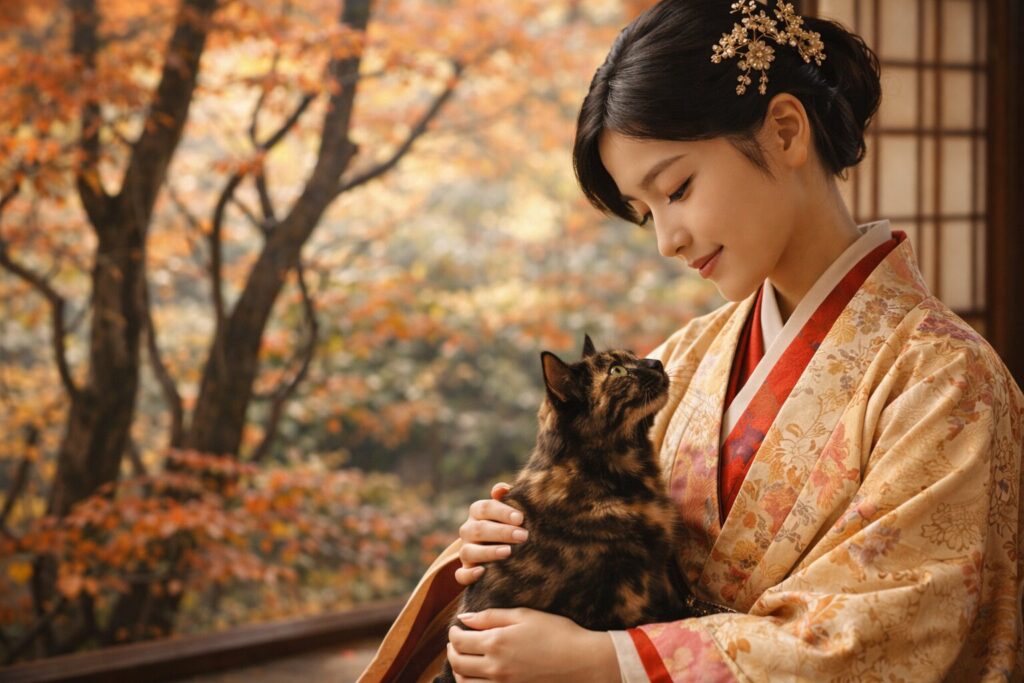 女性に抱っこされてる猫