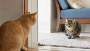 見つめあう二匹の猫たち
